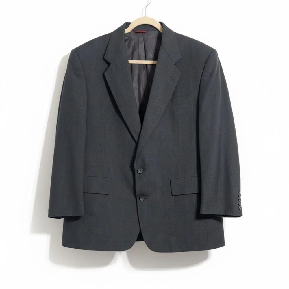 Hart Schaffner‎ Marx Oak Hall Mens Blazer 44R Charcoal Gray Wool Suit Jacket